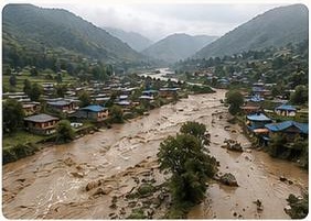 Flooding in a Nepal community